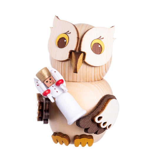 Kuhnert - Decoration/Wooden Figurine - Mini Owl with Angel - approx. 7cm - Made in Germany