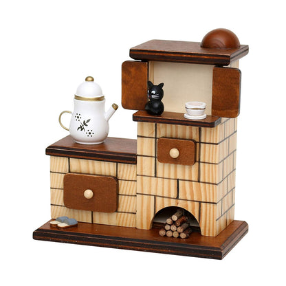 Sigro Forno per affumicatura con pantofole e gatto, statuetta affumicatrice, 15 x 7,5 x 14 cm, colore: naturale/marrone