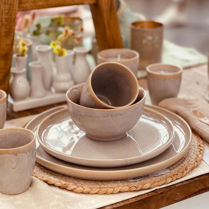 Mea-Living STONEWARE Ciotola sabbia cuore, stoviglie fatte a mano in gres, 450 ml, bellissime stoviglie fatte a mano