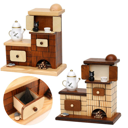 Sigro Forno per affumicatura con pantofole e gatto, statuetta affumicatrice, 15 x 7,5 x 14 cm, colore: naturale/marrone