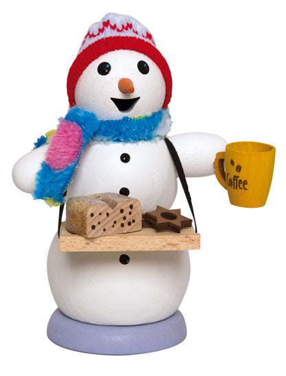Kuhnert Smokerman/Incense Figurine Made of Wood - Snowman in Various Designs - Approx. 13 cm - Made in Germany