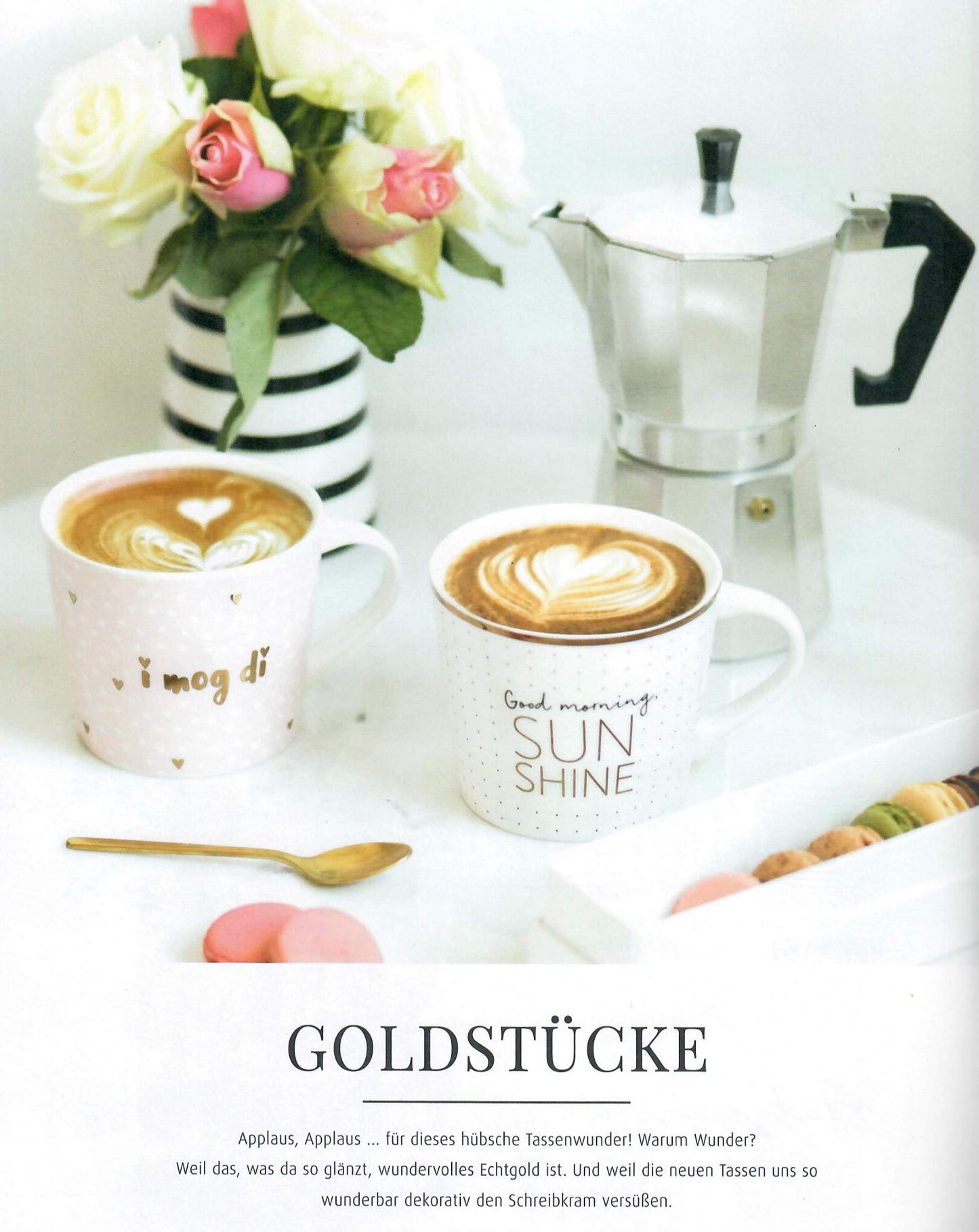Grafik-Werkstatt Kaffee-Tasse mit 100% Echtgold | Porzellan Tasse | 420 ml | i mog di