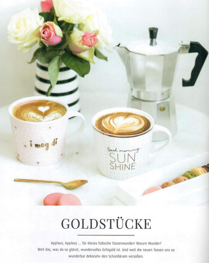 Grafik-Werkstatt Kaffee-Tasse mit 100% Echtgold | Porzellan Tasse | 420 ml | i mog di