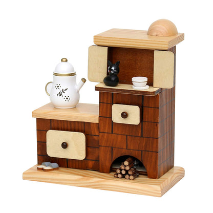 Sigro Forno per affumicatura con pantofole e gatto, statuetta affumicatrice, 15 x 7,5 x 14 cm, colore: naturale/marrone