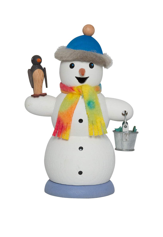Kuhnert Smoker/Incense Burner Figurine - Snowman with Penguin - approx. 13 cm - Made in Germany