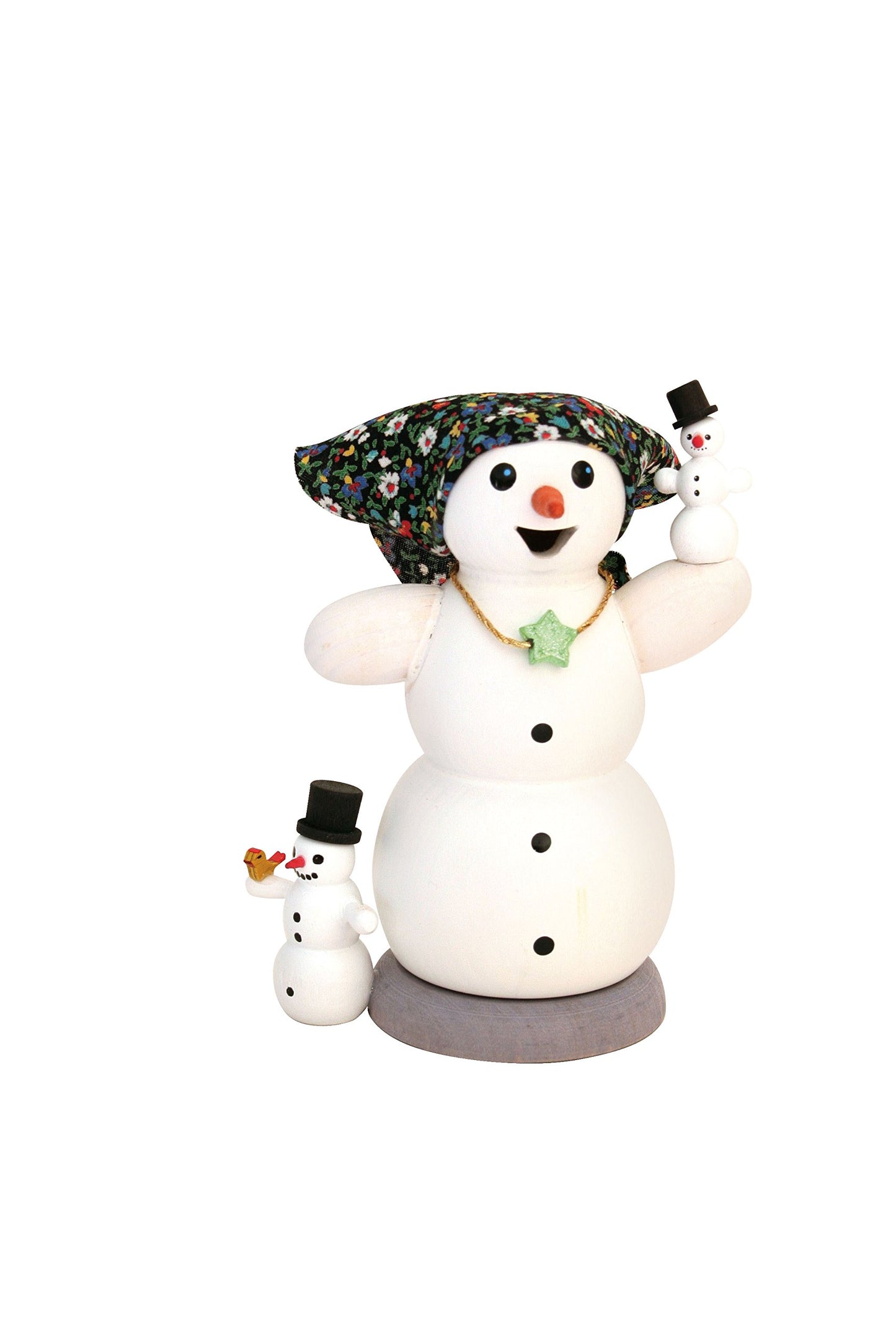 Kuhnert Smokerman/Incense Figurine Made of Wood - Snowman in Various Designs - Approx. 13 cm - Made in Germany