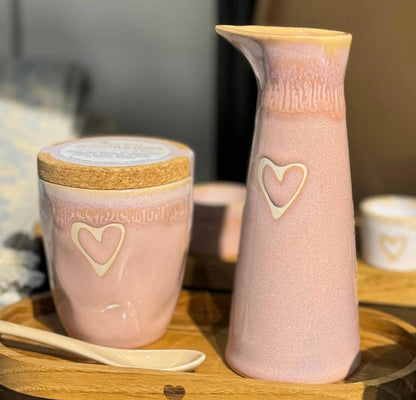 Mea-Living Stoneware Milk Jug/Vase with "Heart", Polar White