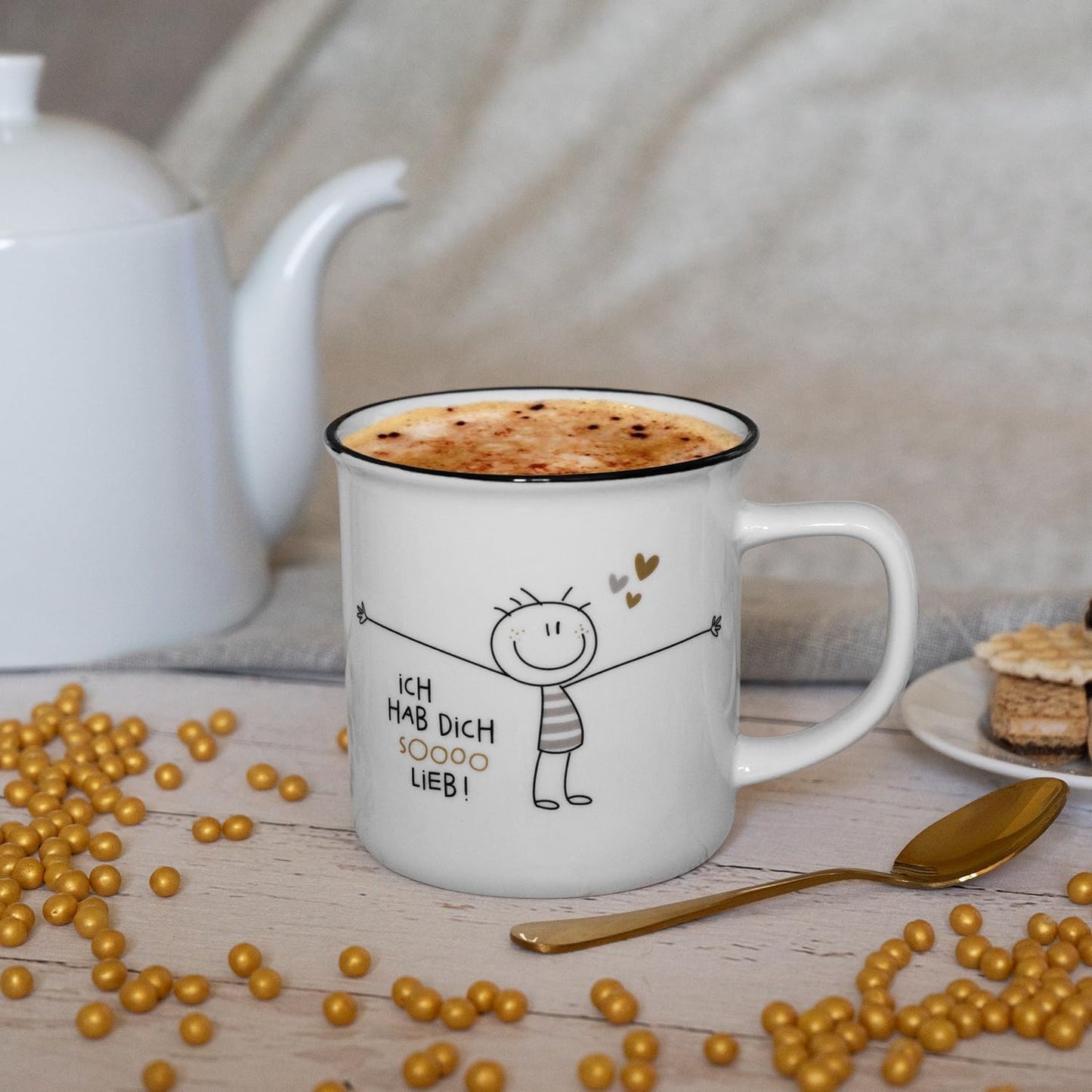 H:PPY life XL Mug with Motif | Favorite Porcelain Mug, Mug with Saying, 55 cl, with Gift Sleeve | Gift for Friend