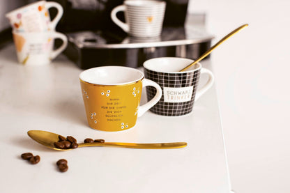 Graphic Workshop Espresso Cup with 100% Real Gold | Porcelain Cup | 50 ml | Good Morning