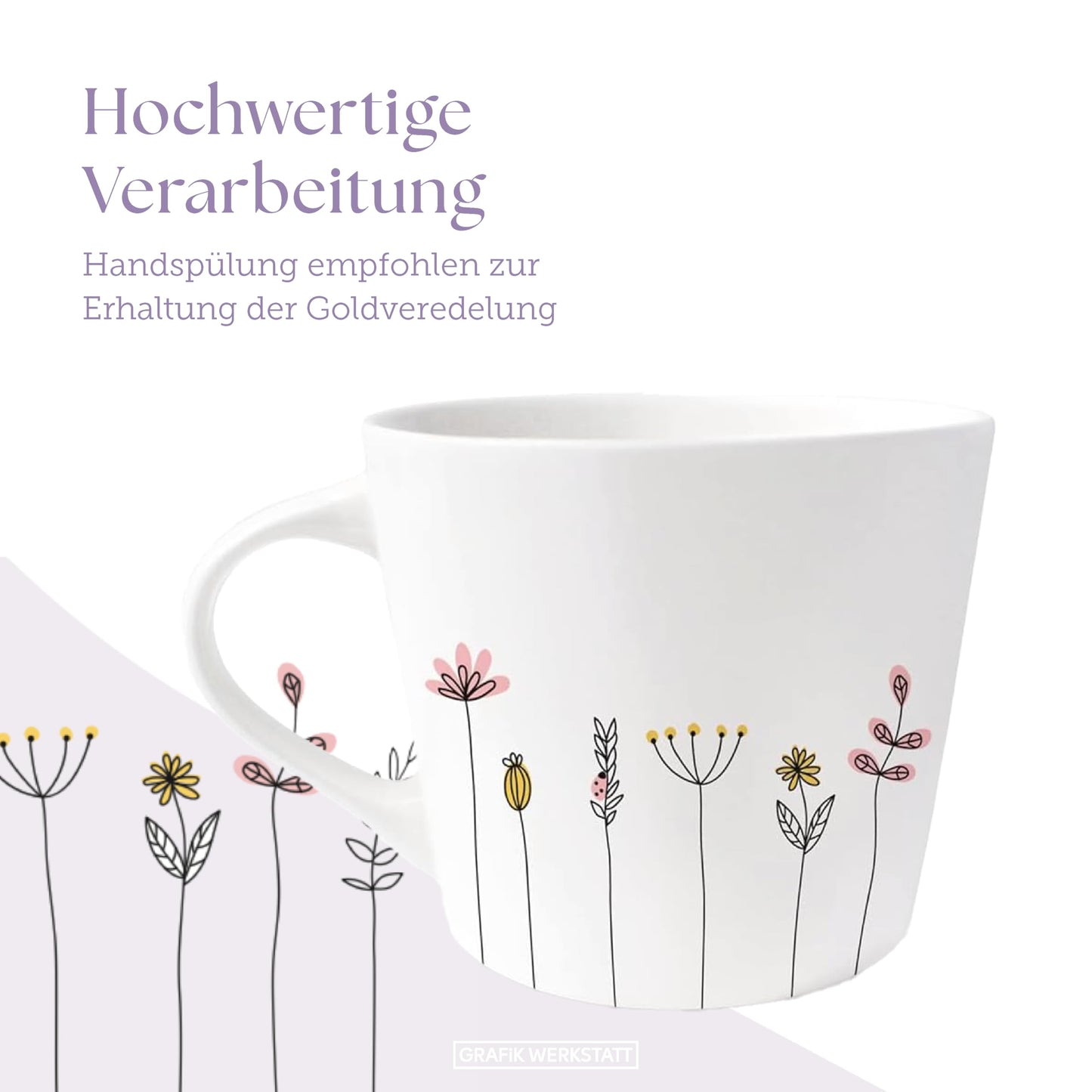 Grafik-Werkstatt Tazza da caffè con vero oro 100% | Tazza in porcellana | 420 ml | Persona preferita