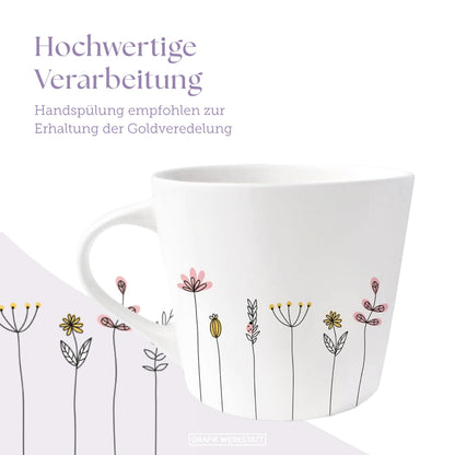 Grafik-Werkstatt Tazza da caffè con vero oro 100% | Tazza in porcellana | 420 ml | Persona preferita