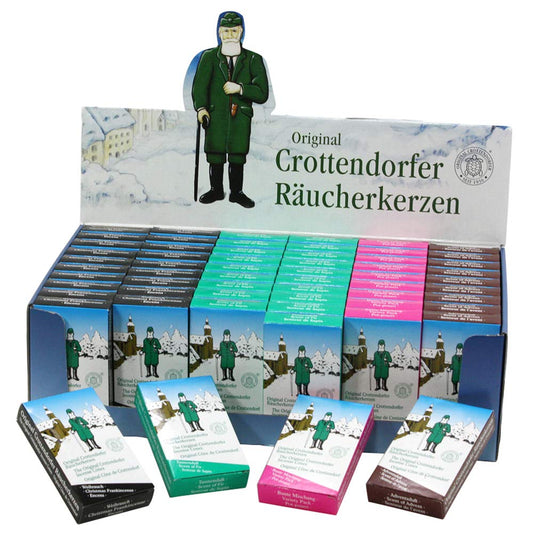 Crottendorfer 60-Piece Incense Cone Set, Erzgebirge Assortment (20 Frankincense/20 Fir/10 Mixed Scents/10 Advent Scent each) in Display 38 x 225 x 11 cm Incense Cones