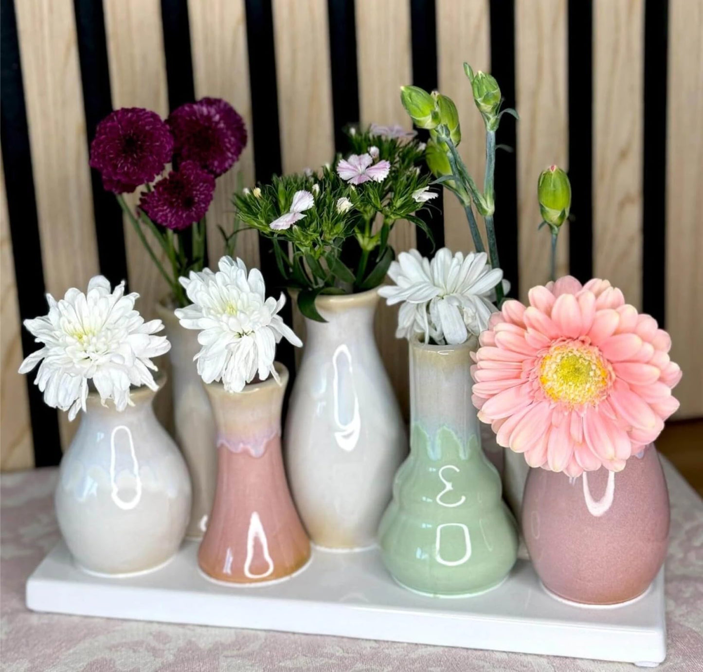 Mea Living 7 Väschen GROß auf Tablett  aus Keramik, multicolor