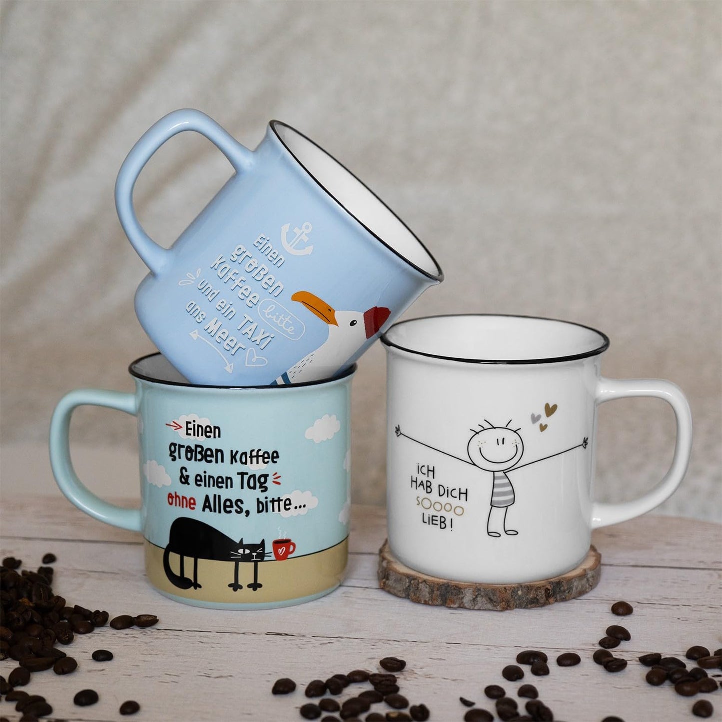 H:PPY life XL Mug with Motif | Favorite Porcelain Mug, Mug with Saying, 55 cl, with Gift Sleeve | Gift for Friend