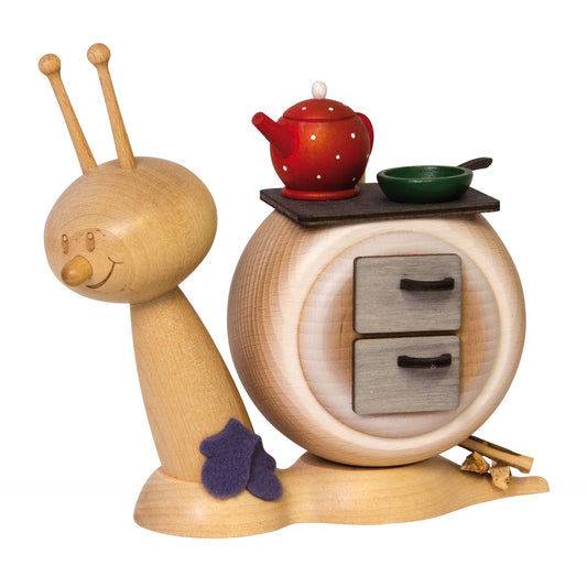 Drechslerei Kuhnert - Rauchschnecke/Räucherfigur aus Holz - Sunny Ofenschnecke - Höhe: ca. 15cm - Made in Germany