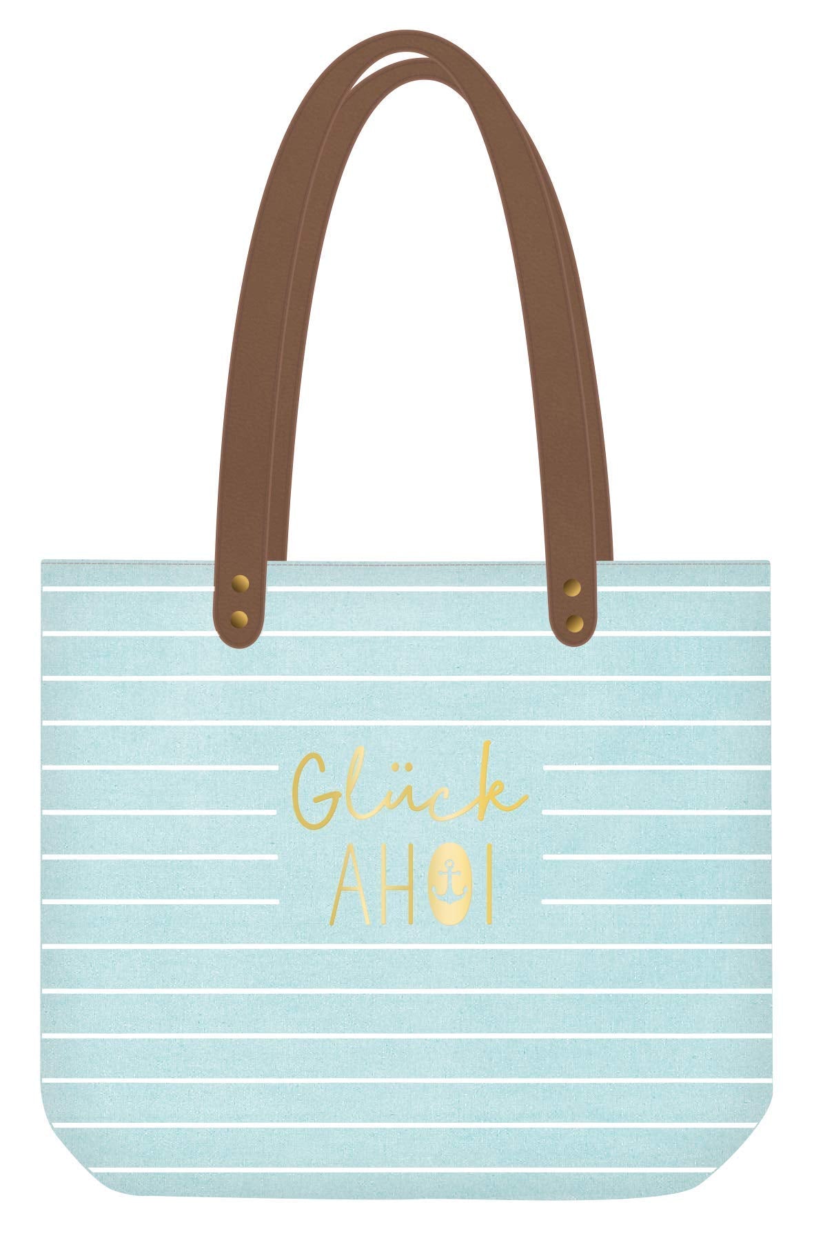 Grafik Werkstatt Shopper Linen Women's Bag Glück Ahoi, Blue, 47.5 x 39 x 47.5 cm (W x H x D)