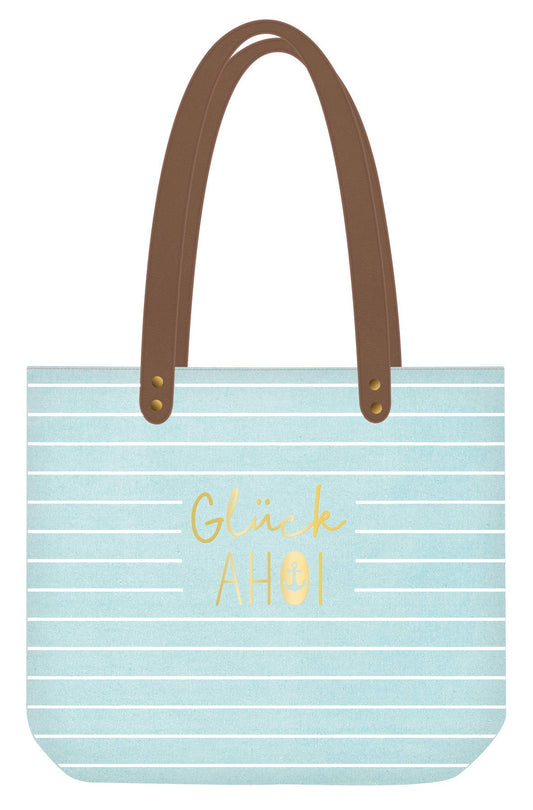 Grafik Werkstatt Shopper Lino Borsa da donna Glück Ahoi, blu, 47,5 x 39 x 47,5 cm (L x A x P)