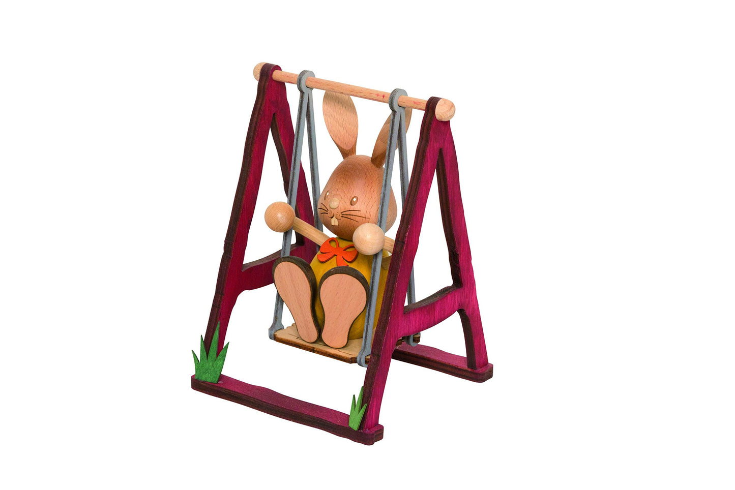 Drechslerei Kuhnert - Easter Decoration / Easter Bunny - Stupsi Bunny on a Swing - Wood - Made in Germany