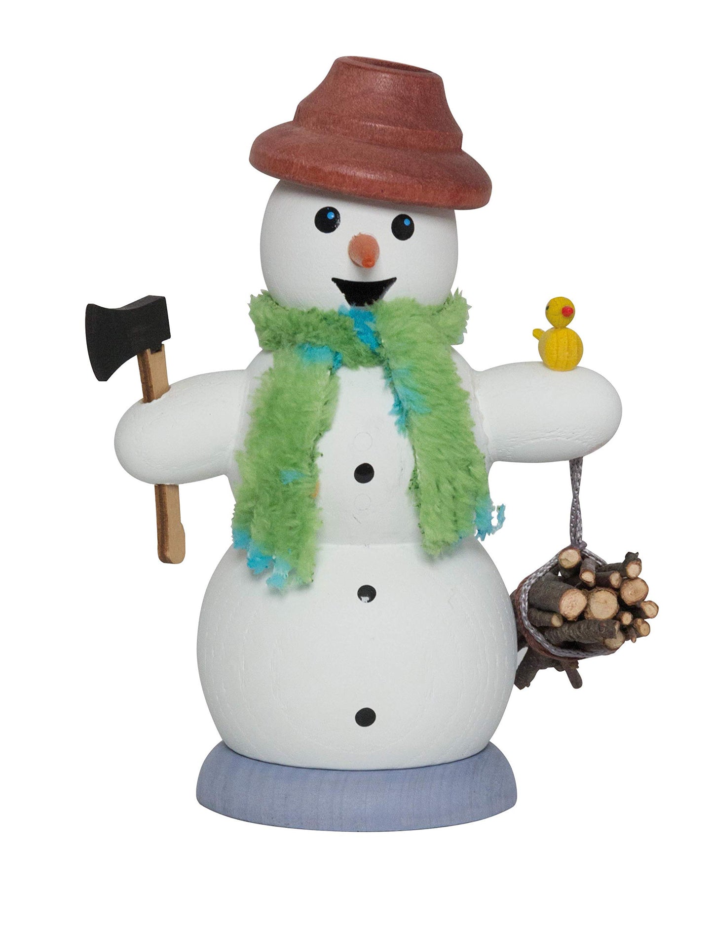 Kuhnert - Rauchmann / Statuetta in legno per incenso - Pupazzo di neve raccoglitore di legna - ca. 13 cm - Made in Germany