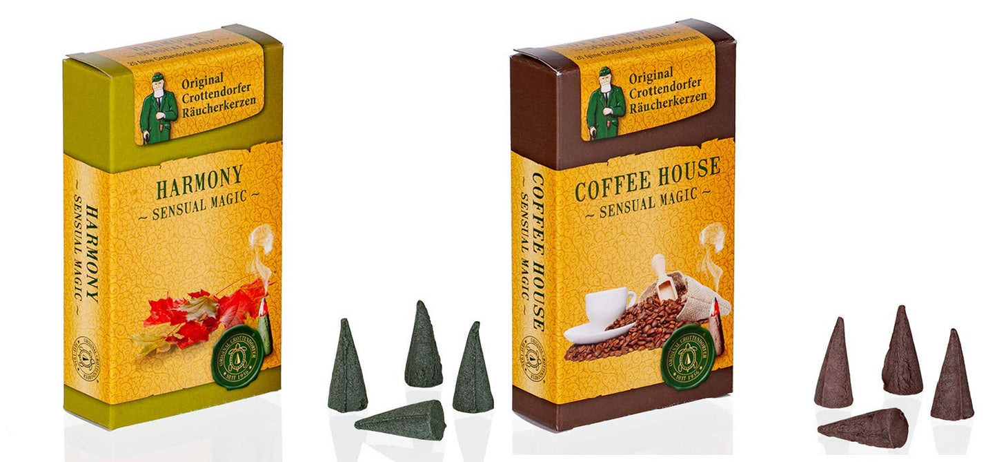 Crottendorfer Sensual Magic Räucherkerzen - Misura: M - 40 Pezzi - Fragranza: Harmony + Coffee House - Prodotto in Germania