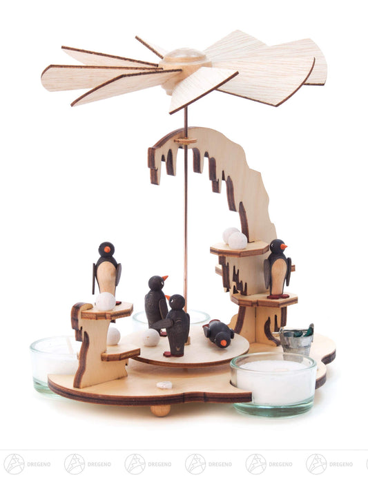 Drechslerei Kuhnert Portacandele con pinguini, Naturale, Pietra, 38 mm, Casual Gathering, Uso domestico