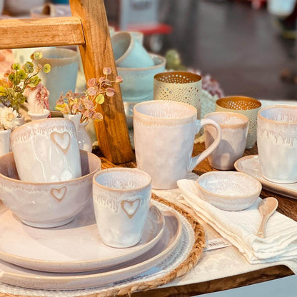 Mea-Living STONEWARE Becher mit Henkel, polarweiß, handgemachtes Steingut, 400 ml, wunderschönes handmade Geschirr