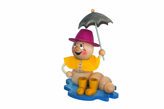 Kuhnert Woodturning Incense Figurine Worm Rain-Rudi - Wooden Smoker Figurine