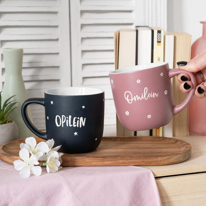 Sheepworld Tasse Mug Kaffeetasse mit Gravur Omilein / Opilein Kaffee Tee Steinzeug