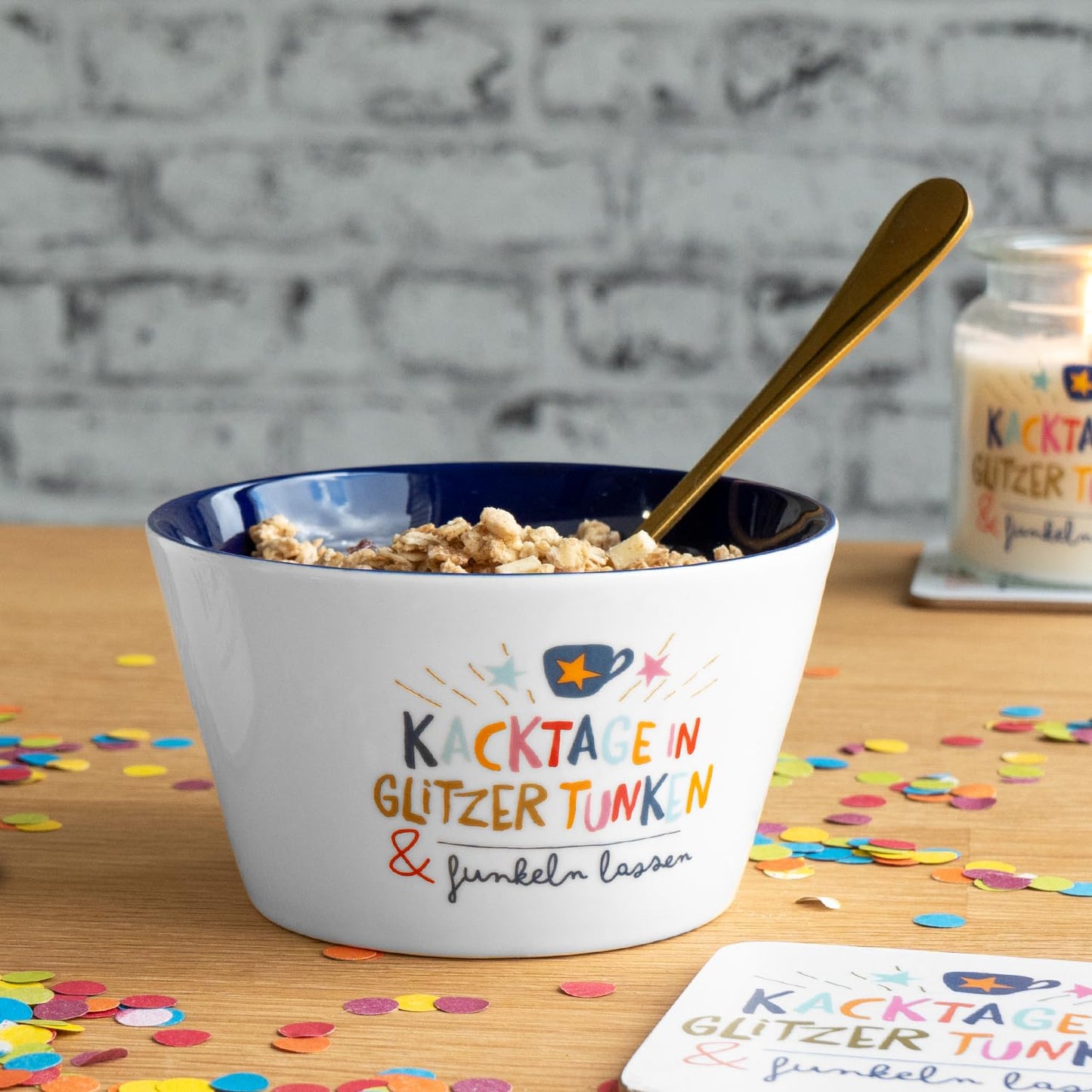 H:) PPY life bowl with "Let it sparkle" motif | Porcelain, height 7.7 cm, diameter 13.2 cm | Cereal bowl, breakfast, snack bowl | 74441