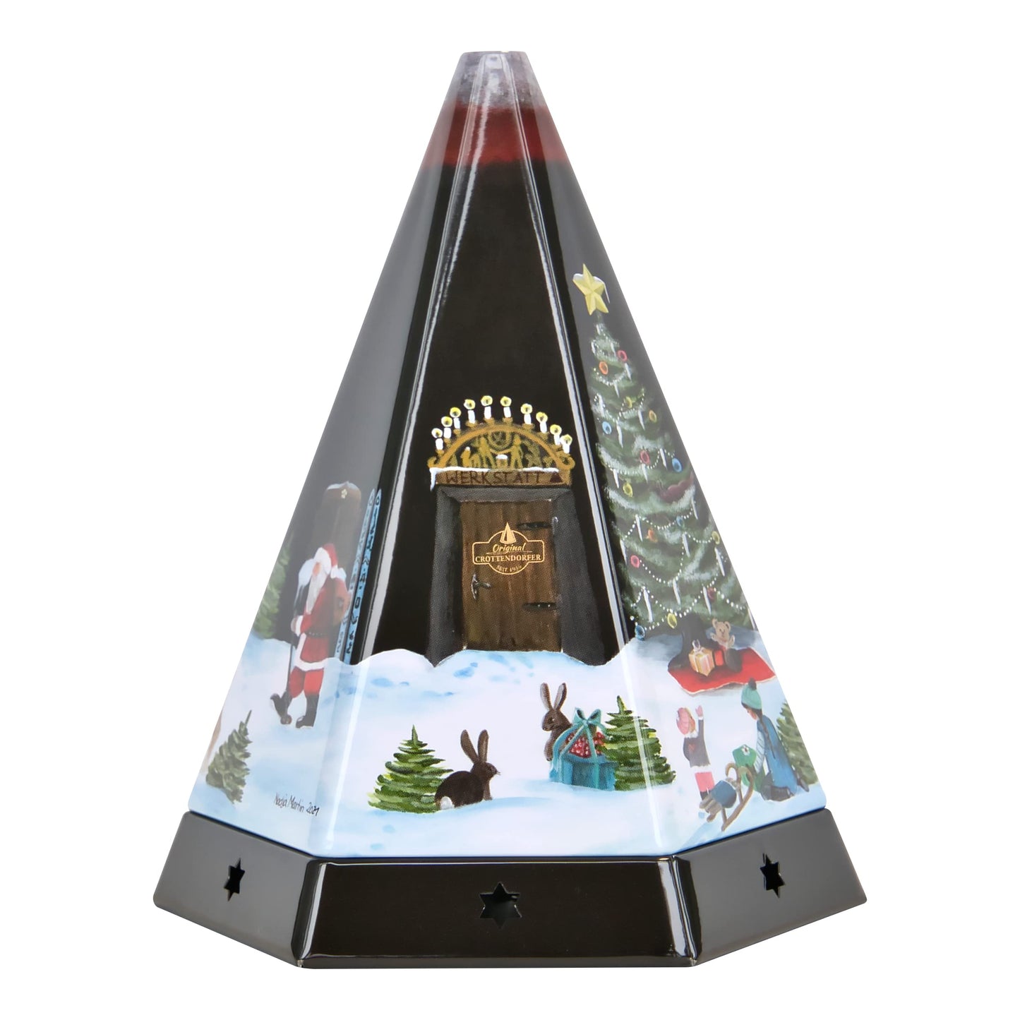 Crottendorf Incense Pyramid/Metal Incense Burner - with integrated incense cone holder for size M - Dimensions: 11.5 x 10 x 13.7 cm - Made in Germany