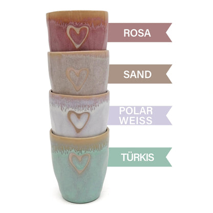 Mea-Living STONEWARE Espresso Cup Sand Heart, Handmade Stoneware, 150 ml, Beautiful Handmade Tableware