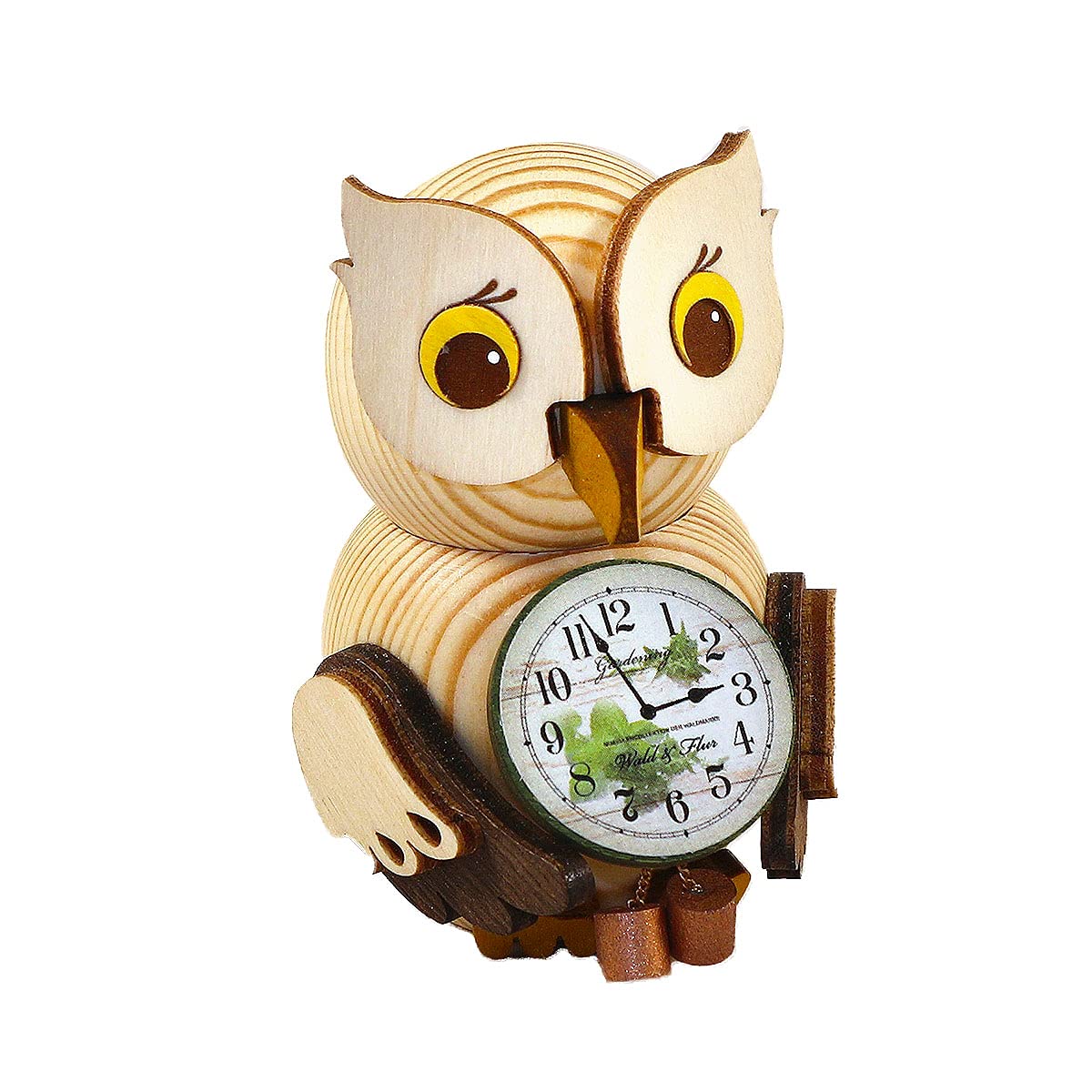 Kuhnert - Decoration/Wooden Figure - Mini Owl with Clock - approx. 7cm - Made in Germany