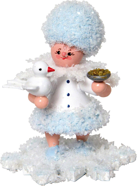 Drechslerei Kuhnert Fiocco di neve con colomba - 5 cm