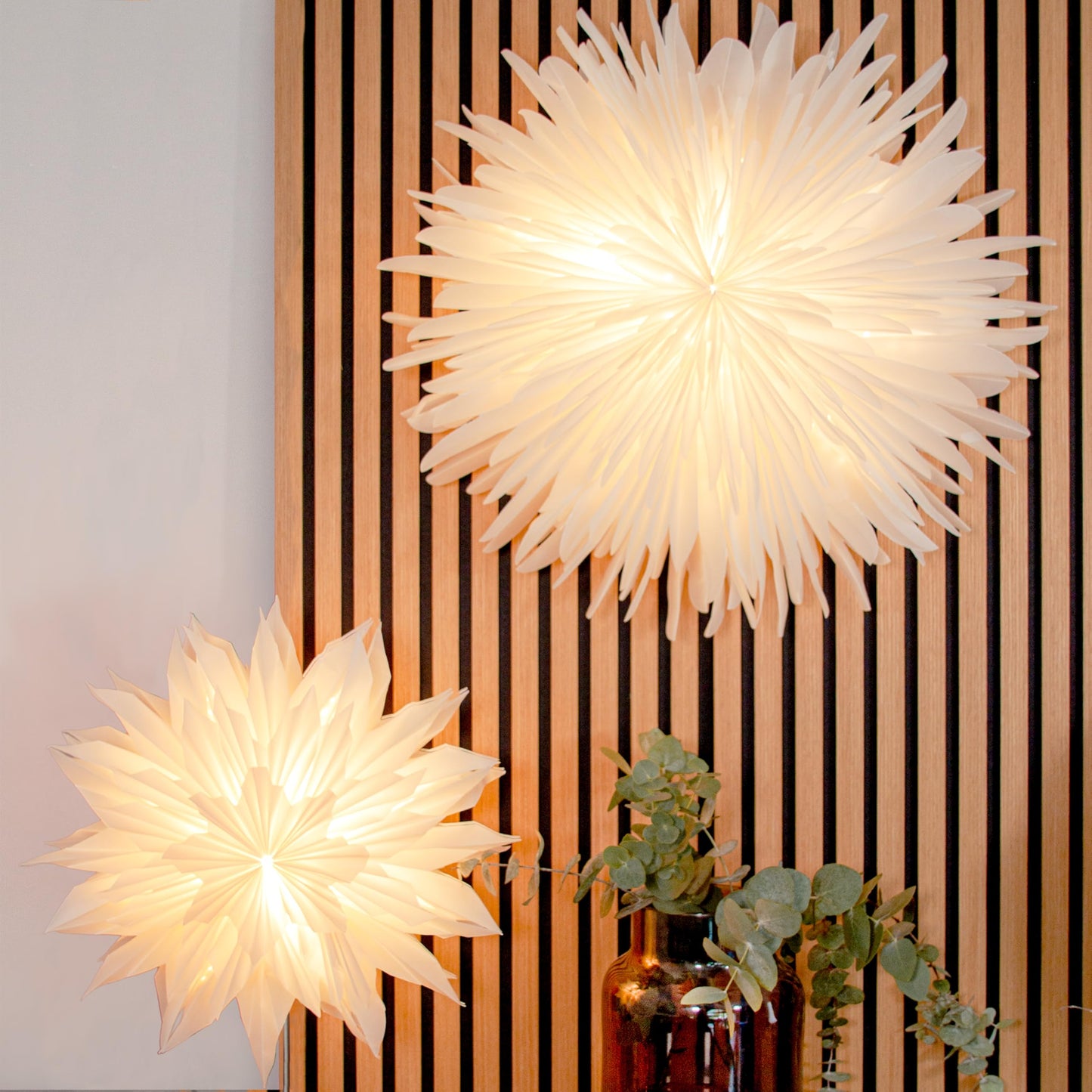 Mea-Living Stella Dalia White 60 cm, Parchment Paper Flower - Luminous Star, Paper Star, Christmas Star