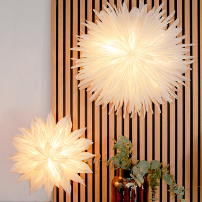 Mea-Living Stella Dalia White 60 cm, Parchment Paper Flower - Luminous Star, Paper Star, Christmas Star