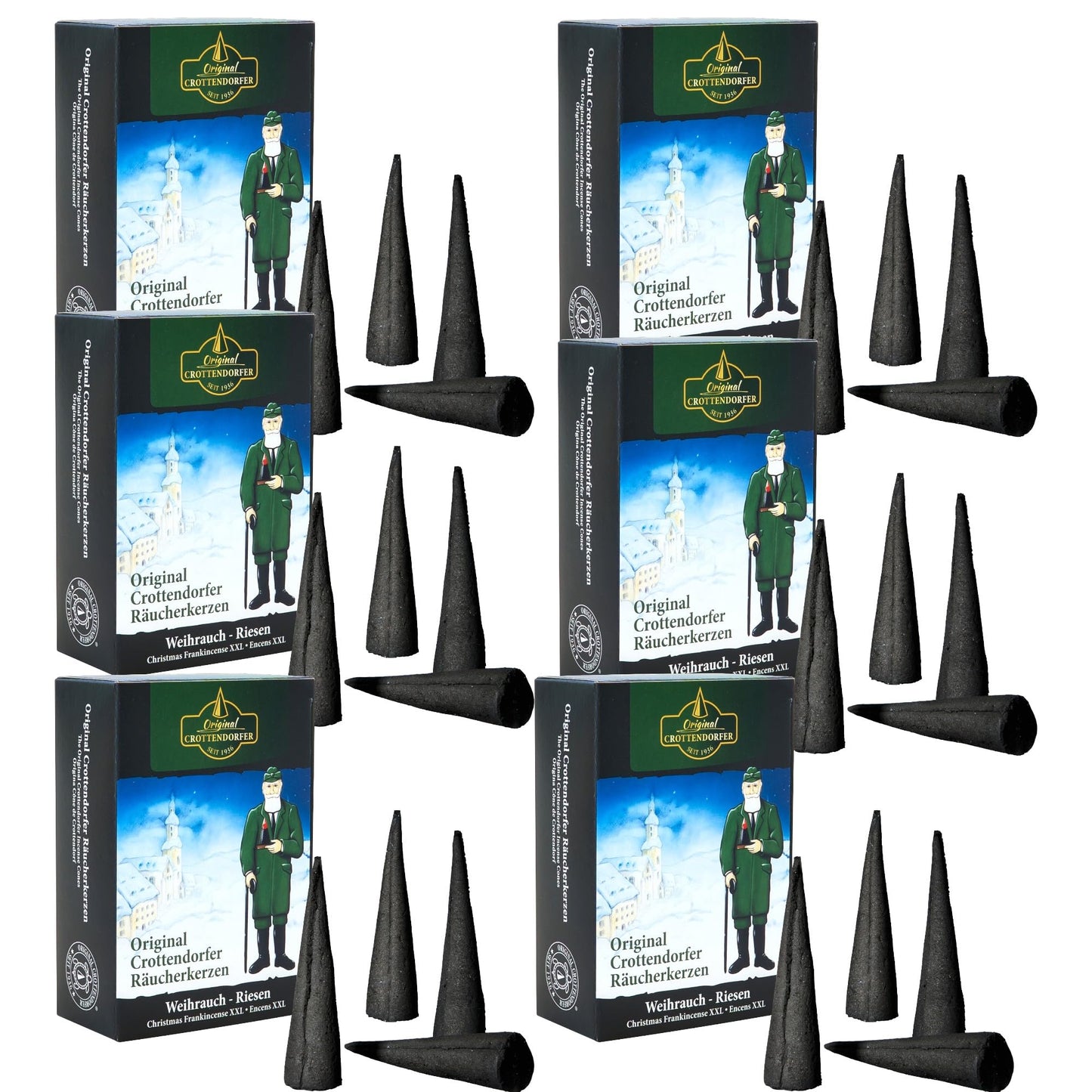 ZKMAGIC Crottendorf Incense Cones Original - Frankincense Giants Erzgebirge, 6x20 Economy Pack, 120 pieces