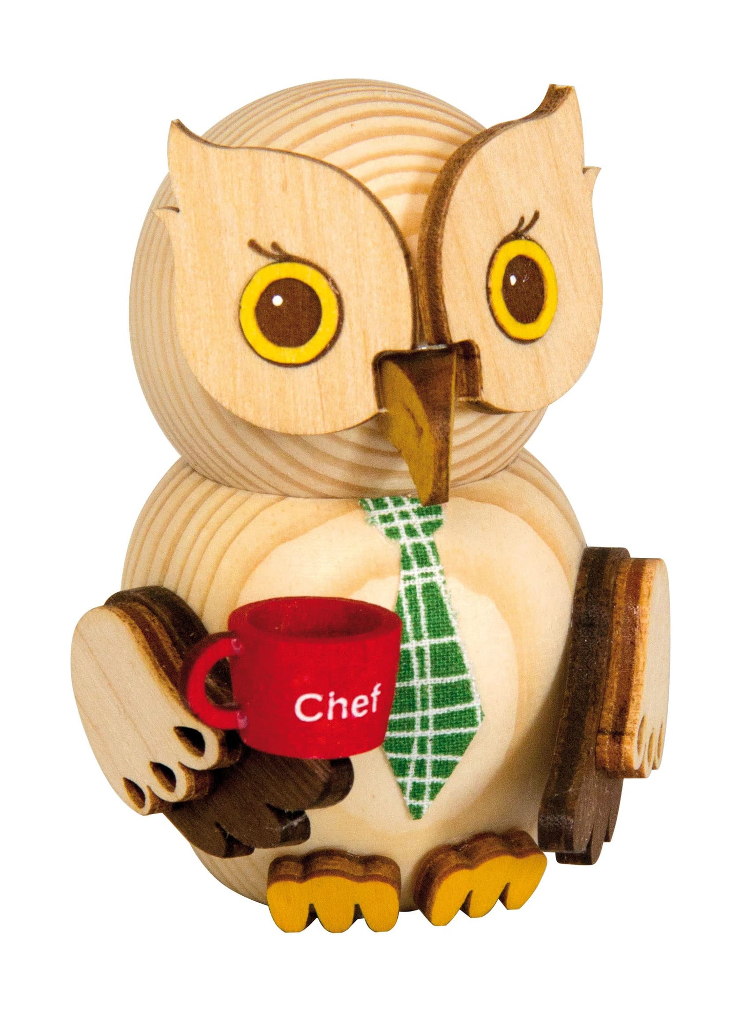 Kuhnert - Decorazione/statuetta in legno - Mini gufo chef con caffè - circa 7 cm - Made in Germany