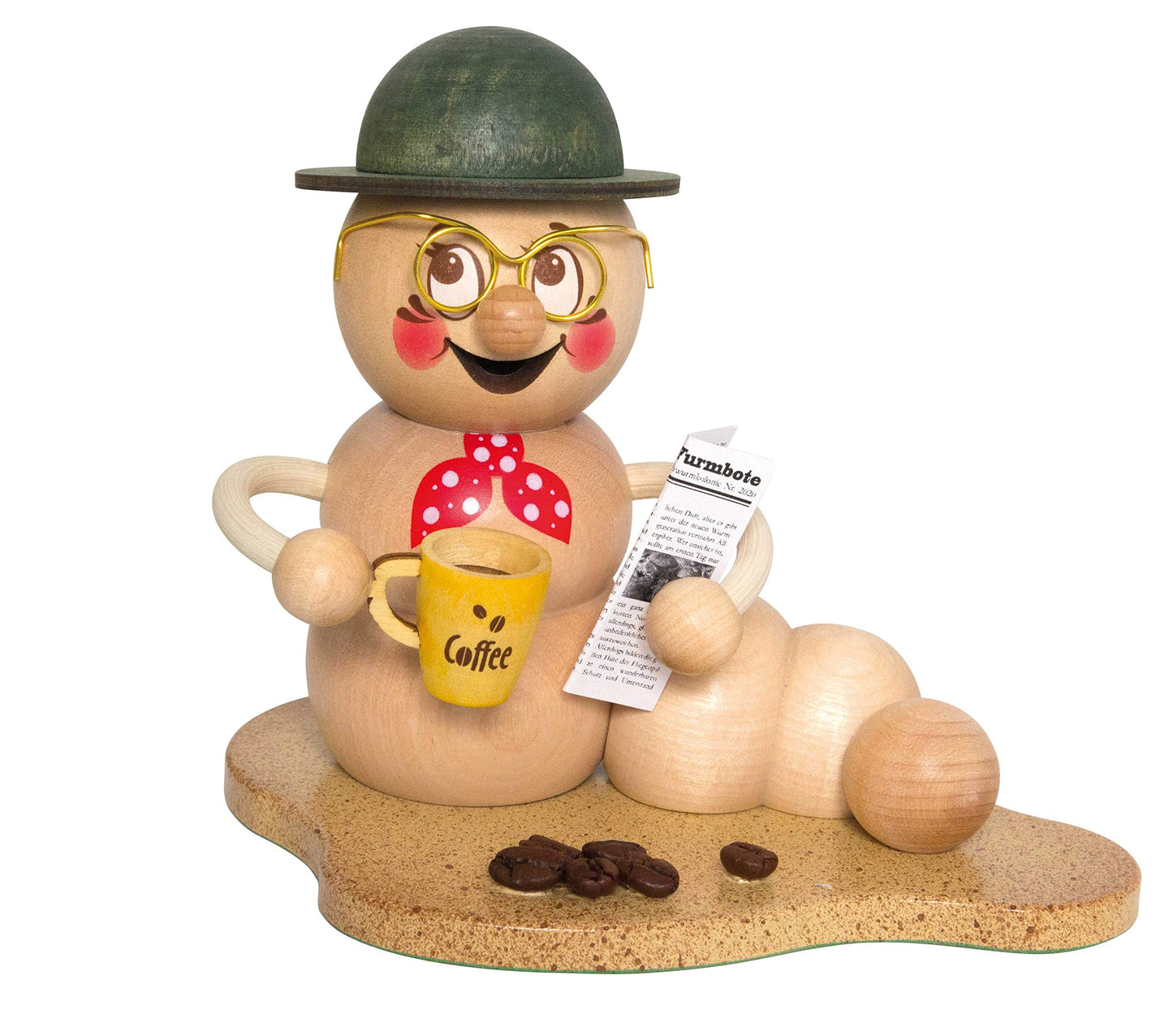 Drechslerei Kuhnert Smoking Man/Incense Smoker Figurine - Rudi and ROSI made of wood - Smoking Worm in various designs - Height: approx. 14cm - Made in Germany
