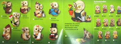 Kuhnert - Owl Child figurine with locomotive - wooden figure approx. 4 cm