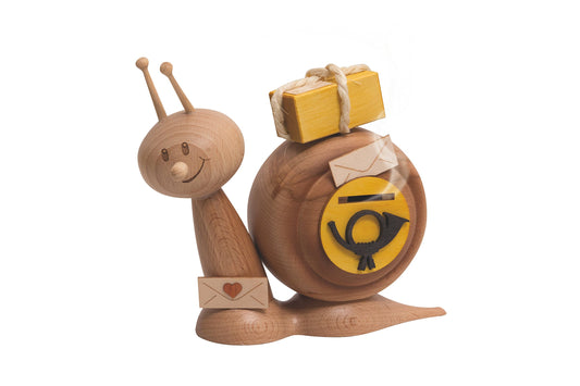 Drechslerei Kuhnert - Lumaca fumogena/personaggio fumatore in legno - Sunny lumaca postale - Altezza: circa 15 cm - Made in Germany