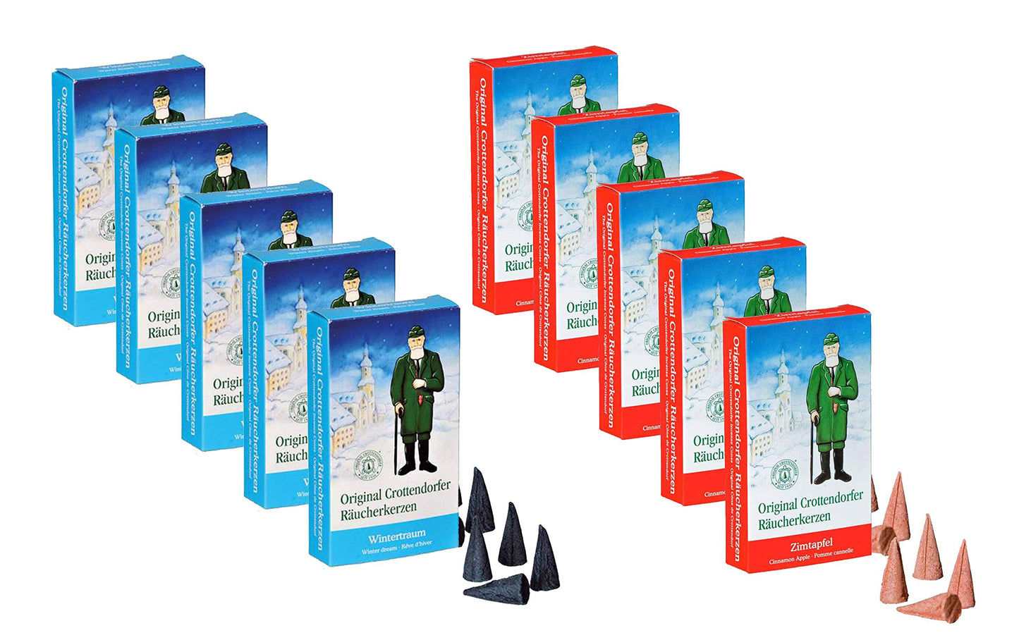 Crottendorfer Räucherkerzen set da 10 (10 x 24 pezzi) 5 x Sogno d'Inverno + 5 x Mela alla Cannella