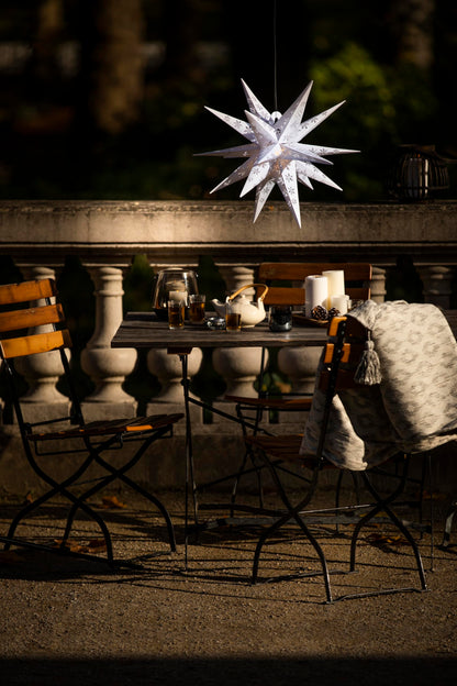 Sterntaler Decorative Star | Christmas Star with Snowflake Design | Folding Star | White | 55cm | Outdoor | Light Bulb | Power Plug