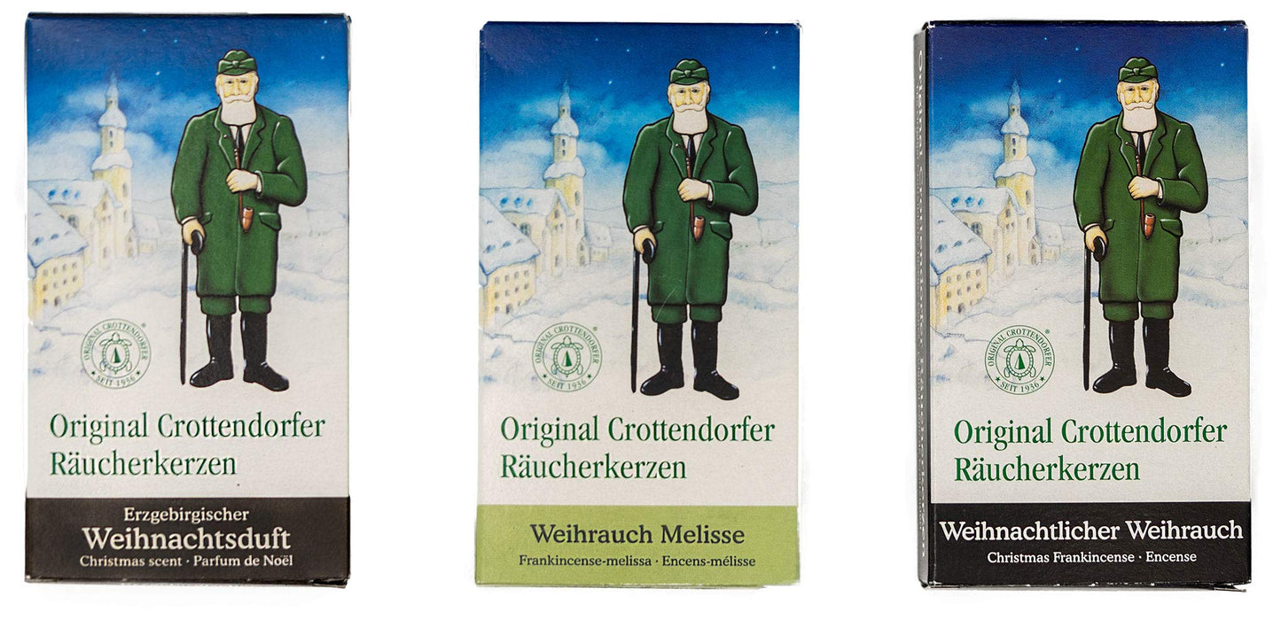 Crottendorfer Incense Cones Original Frankincense Mix - Set of 3 - Scents: Christmas Frankincense + Frankincense Melissa + Erzgebirge Christmas - 72 pieces - Made in Germany