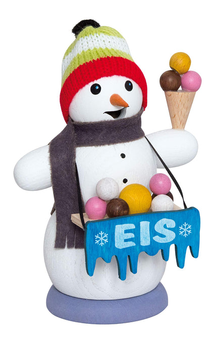 Kuhnert Smokerman/Incense Figurine Made of Wood - Snowman in Various Designs - Approx. 13 cm - Made in Germany