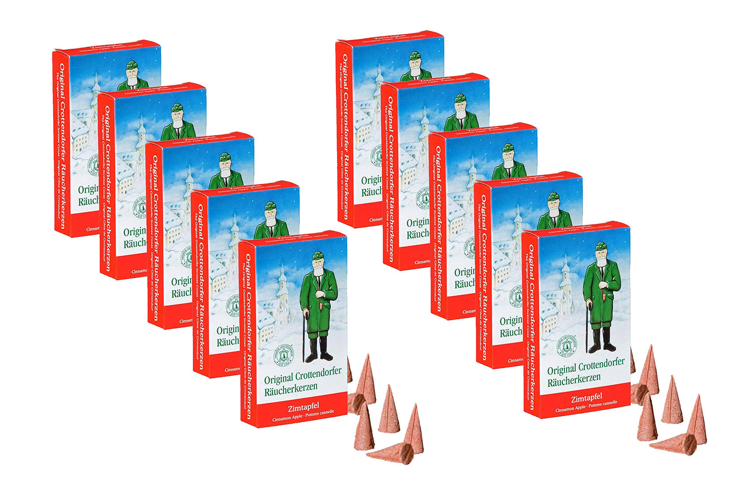 Crottendorfer Incense Cones Set of 10 (10 x 24 pieces) Cinnamon Apple