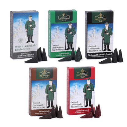 Crottendorf Incense Cones 5-pack (5 x 24 pcs) – Frankincense, Fir Scent, Sandalwood, Erzgebirge Christmas Scent, Advent Scent