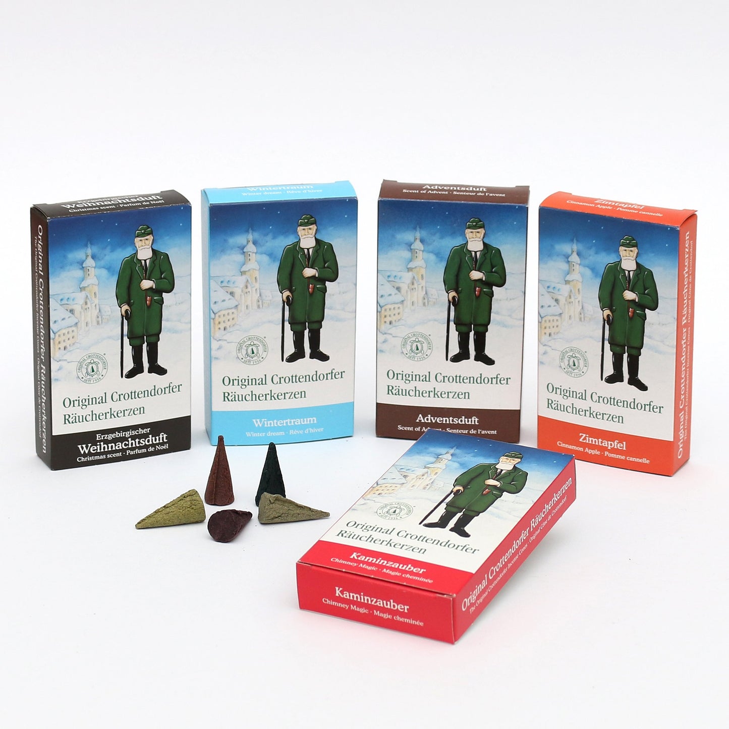 Crottendorfer Incensi 5er-Set (5 x 24 pezzi) Profumo di Natale, Sogno d'inverno, Profumo d'Avvento, Magia del camino, Mela alla cannella