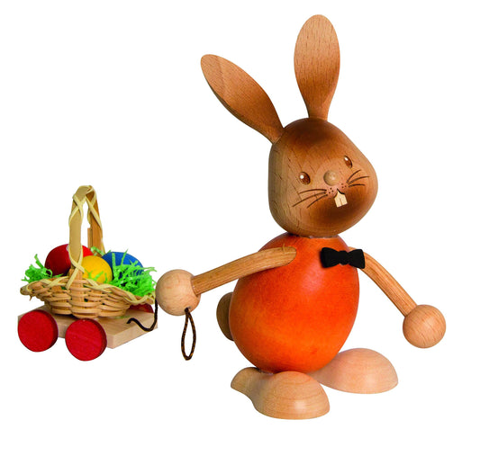 Drechslerei Kuhnert - Decorazioni pasquali / Coniglio pasquale - Coniglio Stupsi con carretto delle uova - Legno - Made in Germany
