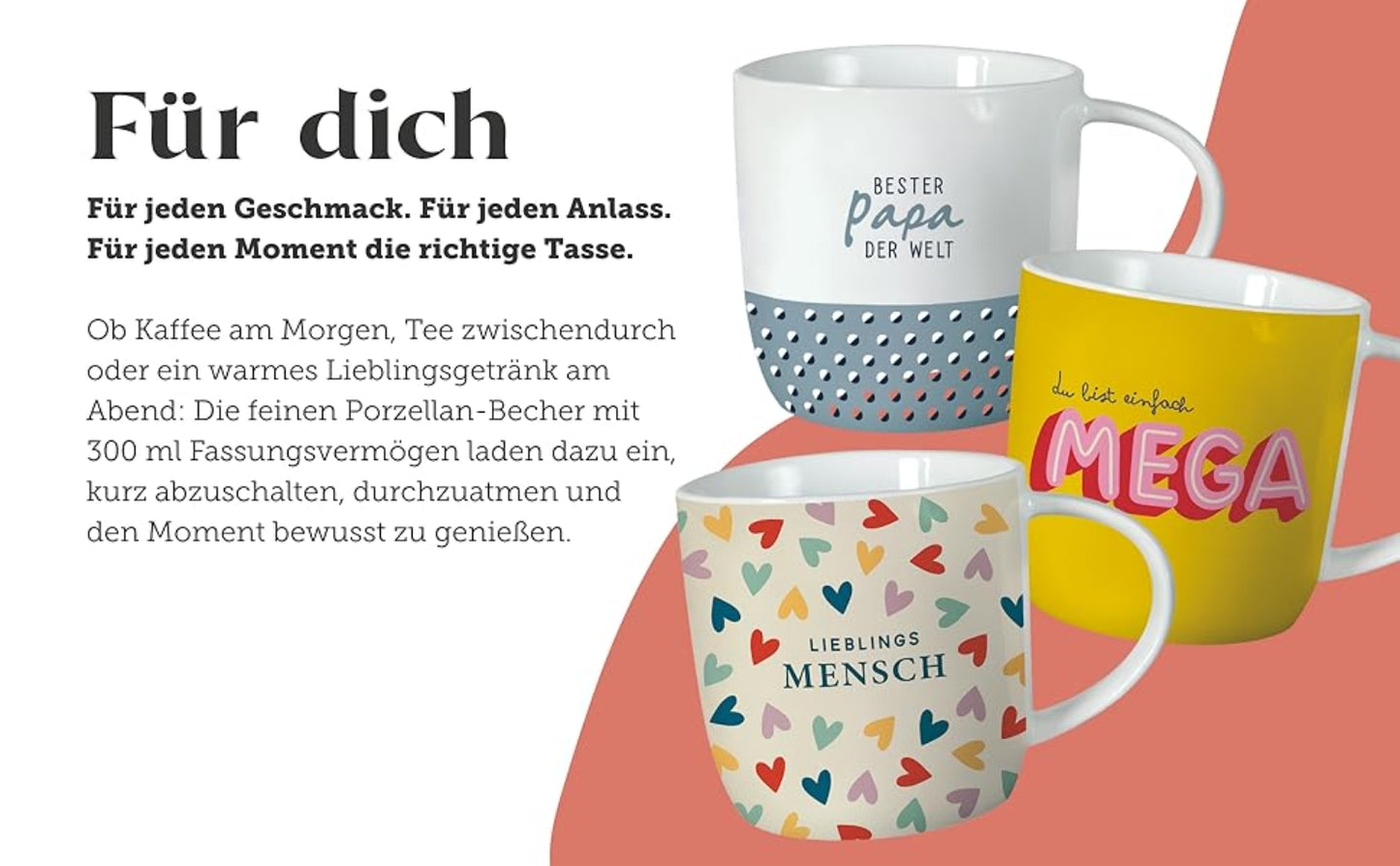 Grafik-Werkstatt Kaffeetasse mit Spruch 300 ml | Porzellan-Tasse | Freunde