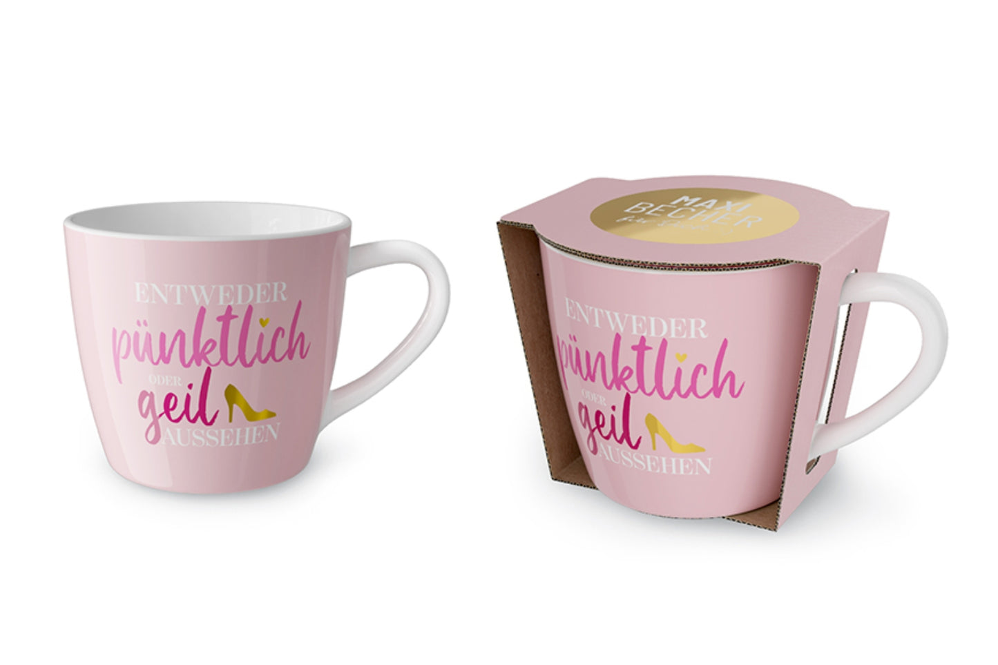 La Vida Maxi-Becher für Dich | 400 ml | "Entweder pünktlich oder geil aussehen"